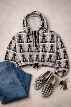 Load image into Gallery viewer, Cropped Hoodie With All Over Vintage Cowboy Design