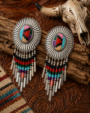 Load image into Gallery viewer, Mosaic Southwestern Concho Fringe Earrings