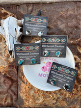 Load image into Gallery viewer, White Buffalo And Turquoise Stud Earrings