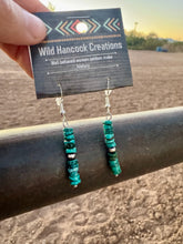 Load image into Gallery viewer, Genuine Blue Green Rondelle Turquoise Earrings