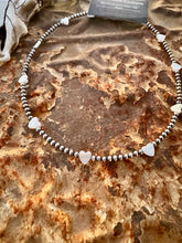 Load image into Gallery viewer, 3MM Navajo Pearl Choker With Pearl Hearts