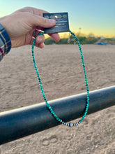 Load image into Gallery viewer, 4MM Genuine Turquoise Necklace With Center Navajo Pearls