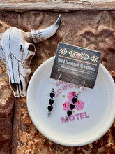 Load image into Gallery viewer, Black Onyx Hearts & Navajo Pearl Bar Earrings