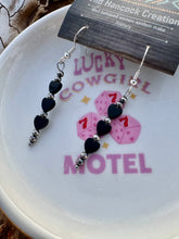 Load image into Gallery viewer, Black Onyx Hearts & Navajo Pearl Bar Earrings