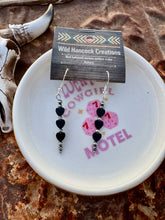 Load image into Gallery viewer, Black Onyx Hearts & Navajo Pearl Bar Earrings