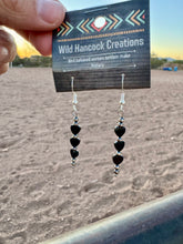 Load image into Gallery viewer, Black Onyx Hearts & Navajo Pearl Bar Earrings