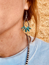 Load image into Gallery viewer, Navajo Pearl Teardrop Earrings + Turquoise Peddles