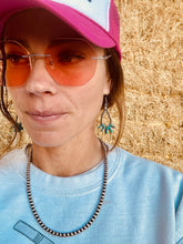 Load image into Gallery viewer, Navajo Pearl Teardrop Earrings + Turquoise Peddles