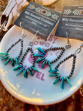 Load image into Gallery viewer, Navajo Pearl Teardrop Earrings + Turquoise Peddles