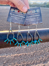 Load image into Gallery viewer, Navajo Pearl Teardrop Earrings + Turquoise Peddles