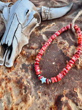 Load image into Gallery viewer, Red Spiny Oyster Bracelet With Sterling Star