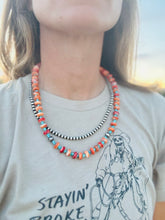 Load image into Gallery viewer, 10mm Orange Spiny Oyster Necklace with Turquoise Nuggets