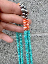 Load image into Gallery viewer, Classic Southwestern Style Necklace - Turquoise + Spiny + Navajo Pearls