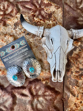 Load image into Gallery viewer, Large Concho Statement Earrings With Turquoise Center