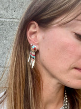 Load image into Gallery viewer, Southwestern Inlay Fringe Stud Earrings