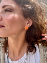 Load image into Gallery viewer, Jumbo Orange Spiny Oyster Star Earrings