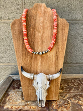 Load image into Gallery viewer, 12MM Red Spiny Oyster Necklace With Navajo Pearl Center
