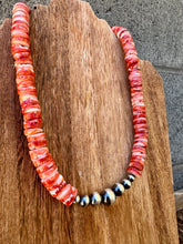 Load image into Gallery viewer, 12MM Red Spiny Oyster Necklace With Navajo Pearl Center