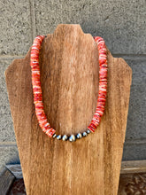 Load image into Gallery viewer, 12MM Red Spiny Oyster Necklace With Navajo Pearl Center