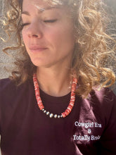 Load image into Gallery viewer, 12MM Red Spiny Oyster Necklace With Navajo Pearl Center