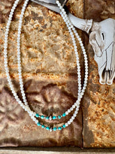 Load image into Gallery viewer, Round Mother Of Pearl Necklace + Turquoise Nuggets + Navajo Pearls