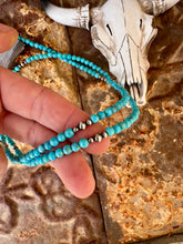 Load image into Gallery viewer, Genuine Double Wrap Turquoise Necklace + Navajo Pearls