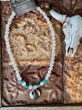 Load image into Gallery viewer, Big Smiley Necklace Cracked Glass & Turquoise