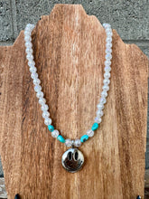 Load image into Gallery viewer, Big Smiley Necklace Cracked Glass & Turquoise