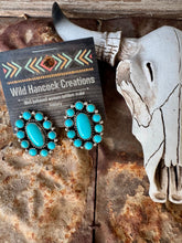 Load image into Gallery viewer, Large Turquoise Cluster Earrings