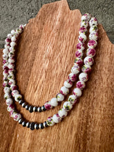 Load image into Gallery viewer, Purple Willow Porcelain Necklace With Navajo Pearls