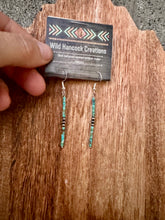 Load image into Gallery viewer, Dainty Turquoise Bar Earrings With Navajo Pearls