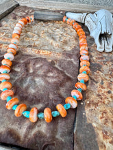 Load image into Gallery viewer, 10MM Spiny Oyster + Turquoise Nugget Choker