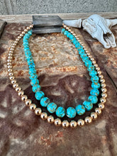 Load image into Gallery viewer, Turquoise Composite With Copper + 14K Gold Plated Hematite