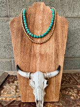 Load image into Gallery viewer, Turquoise Composite With Copper + 14K Gold Plated Hematite
