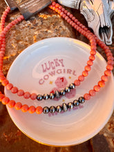 Load image into Gallery viewer, Peachy Pink Coral Navajo Pearl Necklace