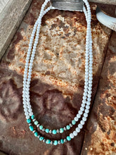 Load image into Gallery viewer, White Matte Glass Choker With Turquoise & Navajo Pearls