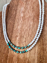 Load image into Gallery viewer, White Matte Glass Choker With Turquoise & Navajo Pearls