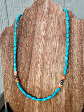 Load image into Gallery viewer, Oblong Turquoise Necklace & Wrap Bracelet