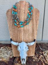 Load image into Gallery viewer, 35" Navajo Pearl Necklace With Orange Spiny Oyster & Turquoise