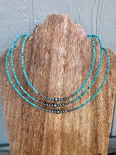 Load image into Gallery viewer, 3MM Turquoise Choker with Graduated Navajo Peals