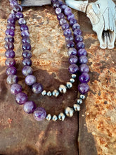 Load image into Gallery viewer, Amethyst Necklace With Graduated Navajo Pearl