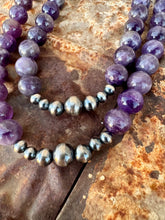 Load image into Gallery viewer, Amethyst Necklace With Graduated Navajo Pearl