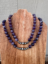 Load image into Gallery viewer, Amethyst Necklace With Graduated Navajo Pearl