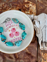 Load image into Gallery viewer, Chunky Kingman Turquoise Bracelet With Navajo Pearls