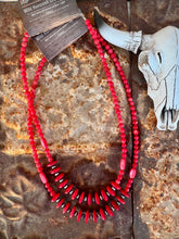 Load image into Gallery viewer, Red Mother of Pearl Necklace With Navajo Desert Pearls