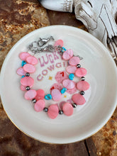 Load image into Gallery viewer, Pink Peddles Bracelet With Navajo Pearls & Turquoise