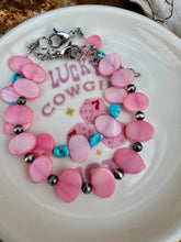Load image into Gallery viewer, Pink Peddles Bracelet With Navajo Pearls & Turquoise