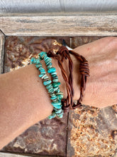 Load image into Gallery viewer, Triple Wrap Barb Wire + Double Wrap Genuine Turquoise Bracelet
