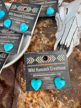 Load image into Gallery viewer, Genuine Turquoise Heart Stud Earrings