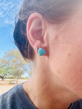 Load image into Gallery viewer, Genuine Turquoise Heart Stud Earrings